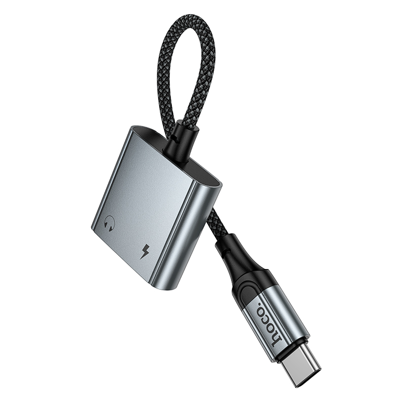 Hoco USB-C to Dual USB-C (Audio and Charge) UPA34A - Metal Gray